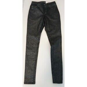 Mid Rise Skinny Jeans - Black Shine Size 0 I.N.C. International Concepts - NWT